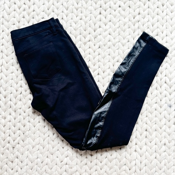 J. Crew Gigi Ponte Leather Accent Pants Leggings 00 - Picture 2 of 6